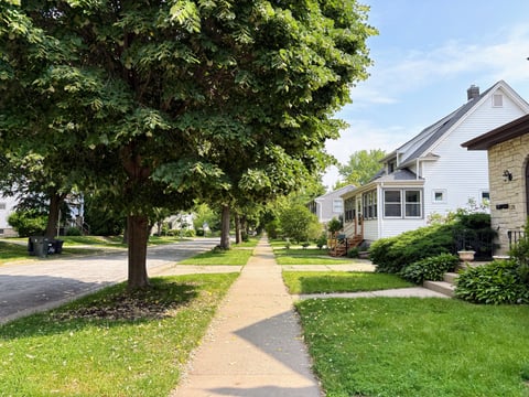 Neighborhood concrete sidewalk path